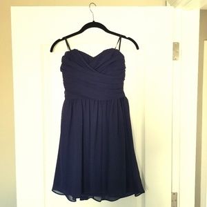 Navy Strapless Semi-Formal Dress